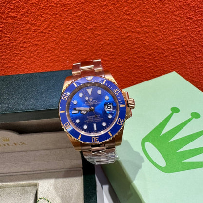 RX Submariner Blue Dial All Gold Rolex All Gold Blue Submariner Classic Men's Automatic Mechanical Watch