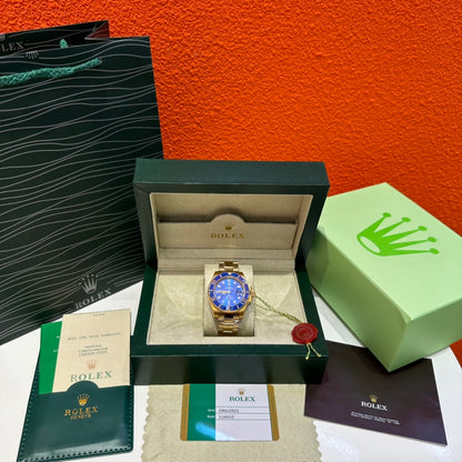 RX Submariner Blue Dial All Gold Rolex All Gold Blue Submariner Classic Men's Automatic Mechanical Watch