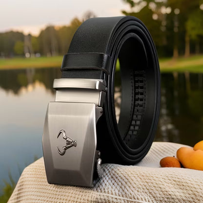 Light Luxury & Distinctive Men's Fashion Belt — Vintage Street Style, High-End & Versatile Business Belt with Automatic Bull-Head Buckle — Ideal for Young & Middle-Aged Men — Valentine's Day Gift