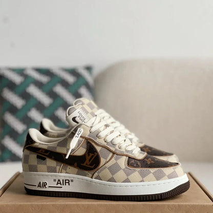 Checkered Jacquard Low-Top Casual Sneakers