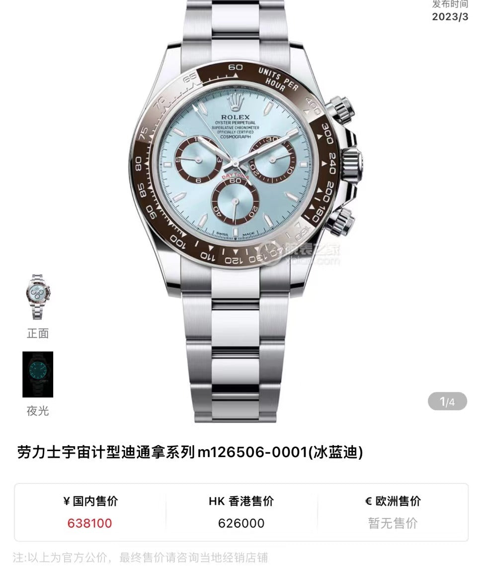 🏴  Cosmograph Daytona "Ice Blue Daytona" M116506-001 Automatic Mechanical Watch