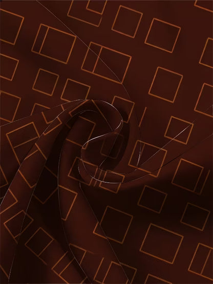 Men's Summer Shirt Set: Brown Geometric Print Design — A Versatile 2-Piece Casual Outfit Featuring a Short-Sleeve Shirt and Shorts
