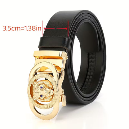 Distinctive Men's Premium Leather Belt — Tiger-Head Design, Fashionable Top-Grain Cowhide, Vintage Business-Casual Style — Light Luxury & Sophisticated — Waistband for Young and Middle-Aged Men
