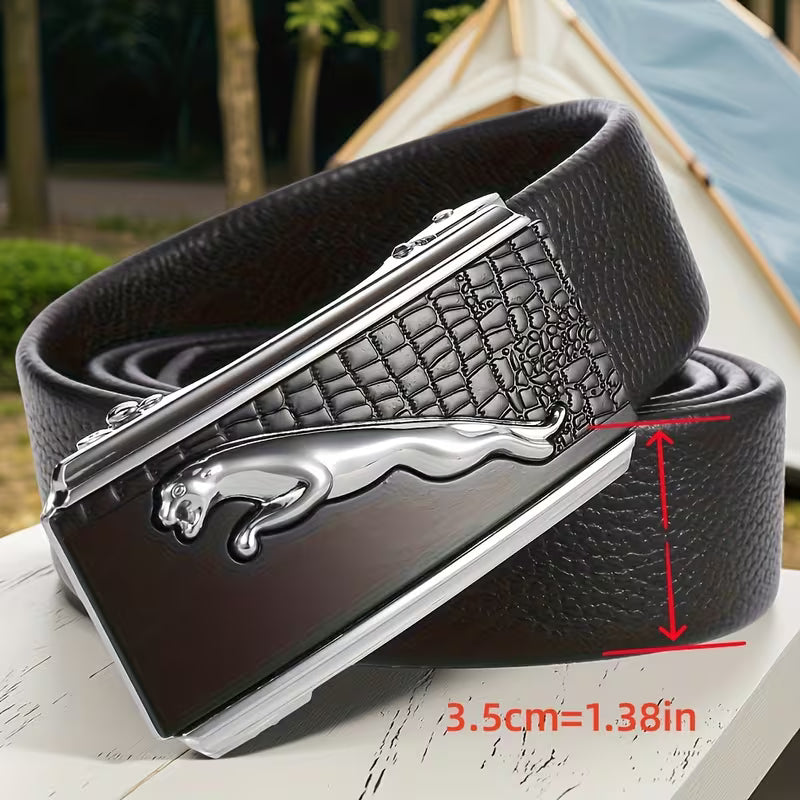 Men's Automatic Buckle Belt for Youngsters in Holiday Style, New Design with Wild Charm, Silver Leather, Suitable for Mid-Youth, Casual Denim Pants, and Business Suits as Festival Gifts