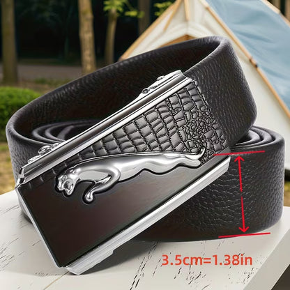 Men's Automatic Buckle Belt for Youngsters in Holiday Style, New Design with Wild Charm, Silver Leather, Suitable for Mid-Youth, Casual Denim Pants, and Business Suits as Festival Gifts