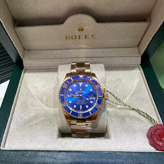RX Submariner Blue Dial All Gold Rolex All Gold Blue Submariner Classic Men's Automatic Mechanical Watch
